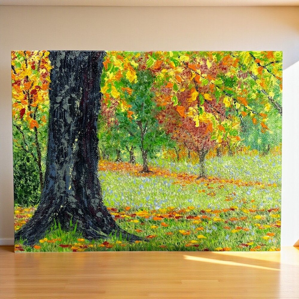 Fall Is Coming Nature Landscape Art Original Acrylic Painting 6" x 8" Unframed
